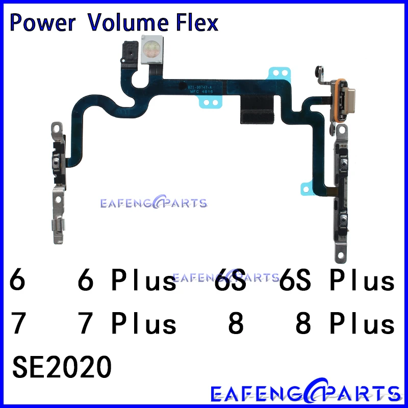 

Power On Off Volume Flex for IPhone 6 6s 7 8 Plus Se2020 Switch Side Button Key Ribbon Silent Mute Flex Cable