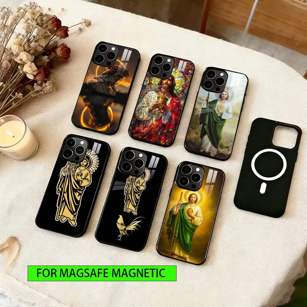 

San Judas Tadeo ART Phone Case For iPhone17,16,15,14,13,12,11 Plus,Pro Magnetic For Magsafe Wireless Charging