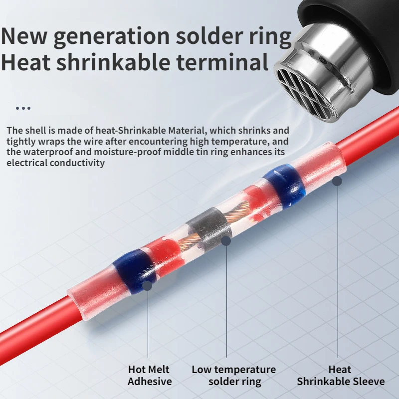 SST 방수 솔더 도장, 열 수축 버트 스트레스 프리 와이어 커넥터, 전기 구리 단자, 20 개, 50 개