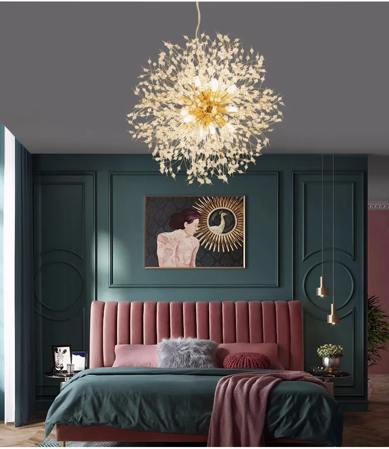 Nordic Dandelion Chandelier Gold Chrome G9 Pendant