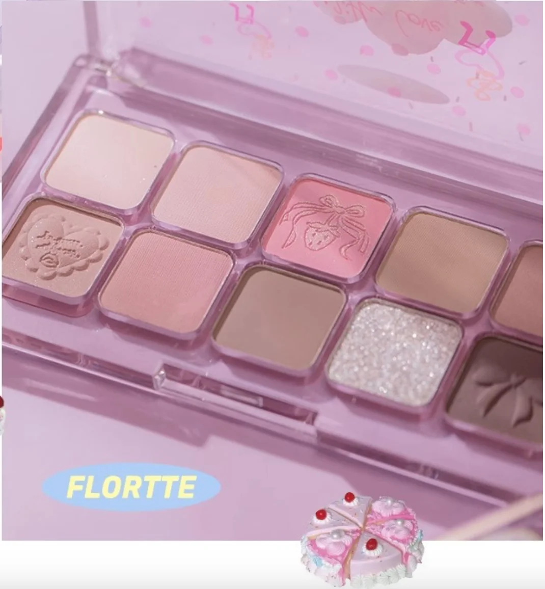 FLORTTE Wackky Series Eye Shadow Palette 10 Colors Eyeshadow Glitter Shimmer Matte Long lasting Waterproof Eye Makeup