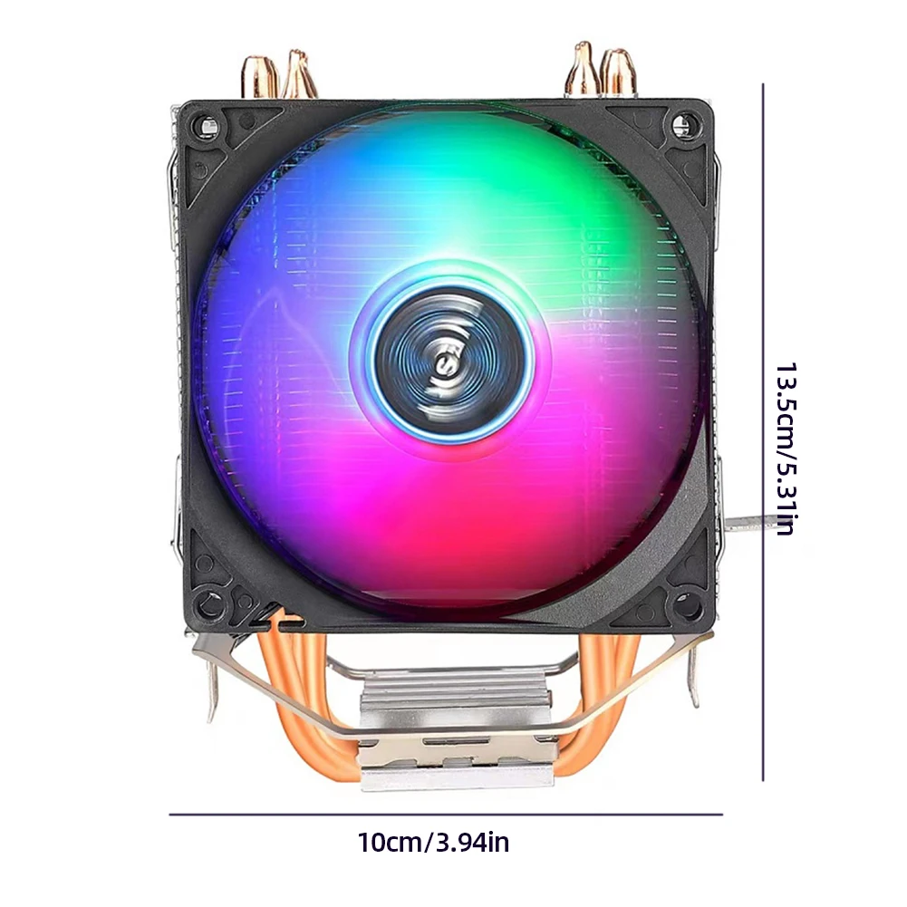 Ventilador rgb com 4 heat pipe, 9cm, com rolamentos hidráulicos, efeito de luz colorido, acessórios de computador, intel, amd