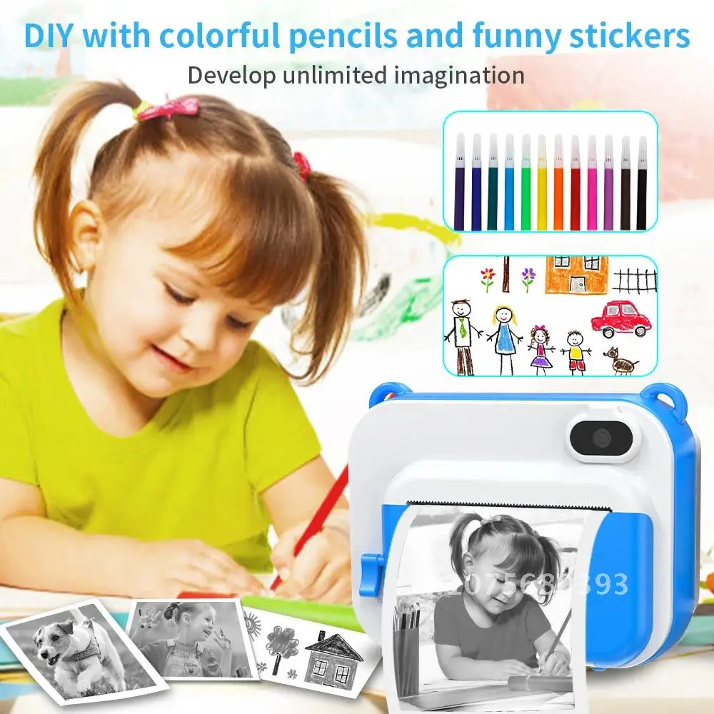 

Kids Selfie Instant Print Camera Digital No Ink Video Camera With Thermal Printer Child Digital Photo Camera Girl's Toy Kid Cam