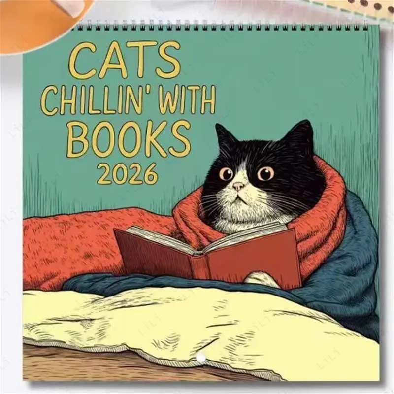 2026年 新しいキュートな猫カレンダー コーヒーキャット リラックスカレンダー 複数のスタイルから選択可能 ホームデコレーションカレンダー