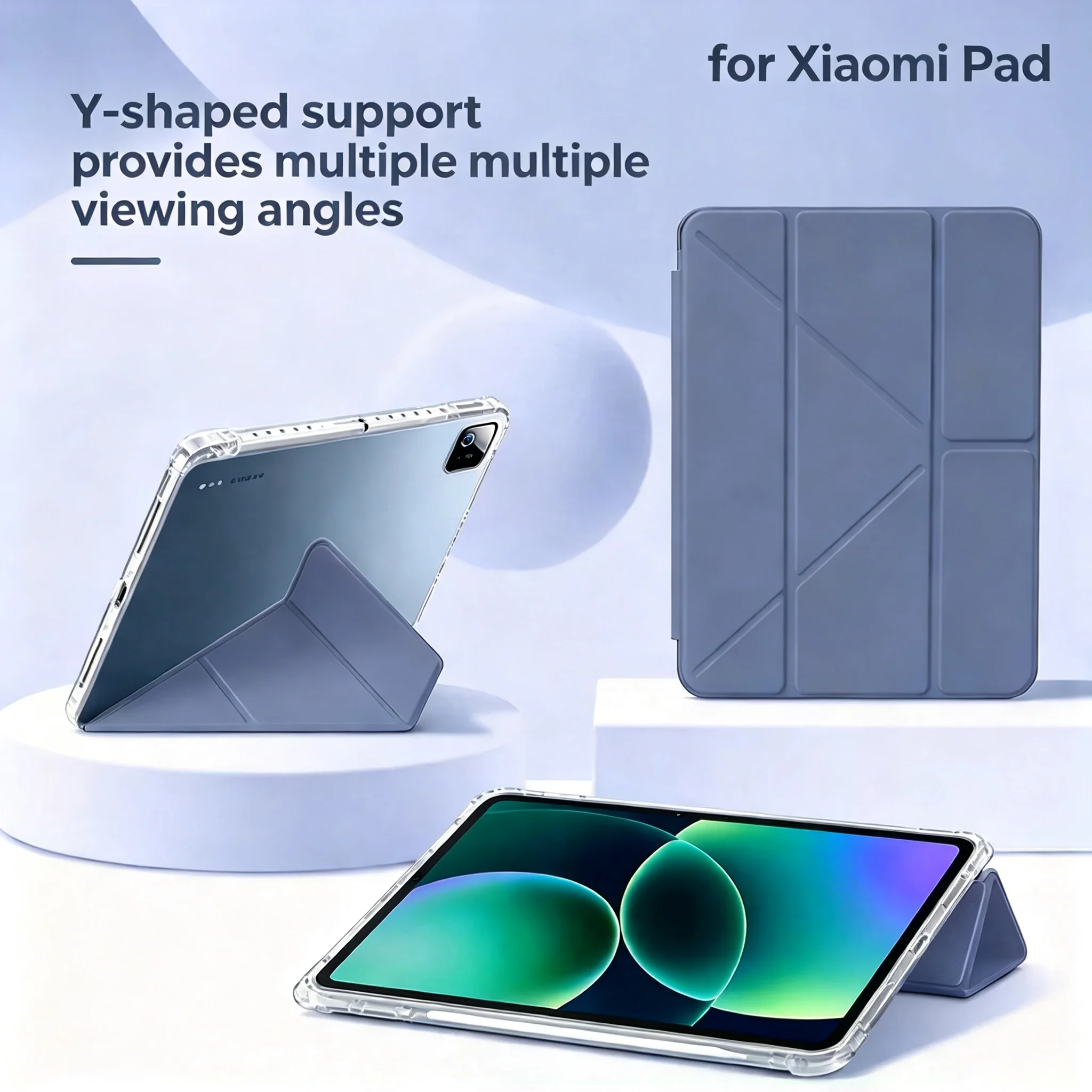 3+Y Fold Structure Case For Xiaomi Pad 8 7 6 Pro Tablet Case with Pencil Holder Stand Clear Acrylic Cover