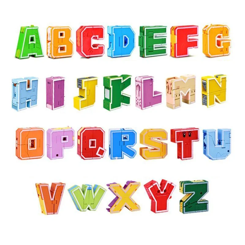 26 Letters Learning Toys Learnable Words Transformable Combinable Robots Alphabet Toys For Kids Gifts Learn Play Robot Toy Gift