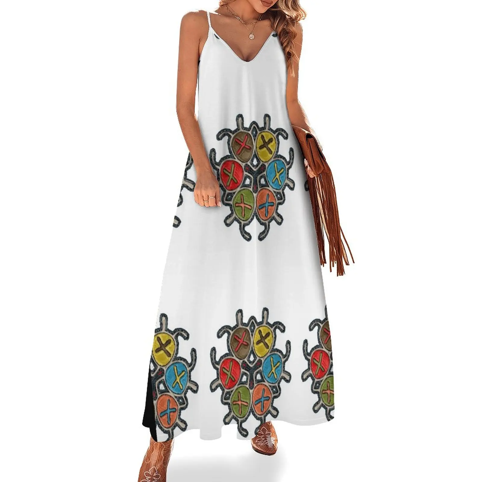 

Taino Turtle Symbol Mandala color Sleeveless Dress Woman clothes Bride dresses