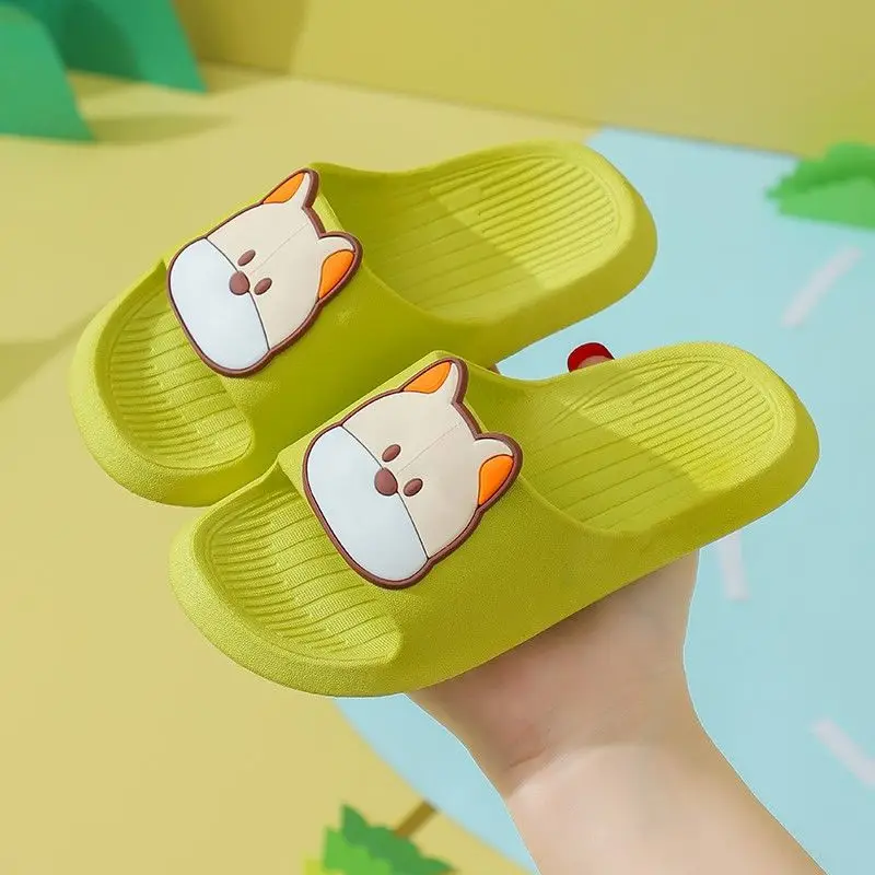 Children's Summer Slippers Cute Cartoon Dog Non Slip Soft Sole Indoor Home Slippers for Boys Girls Kids Parent Child Matching