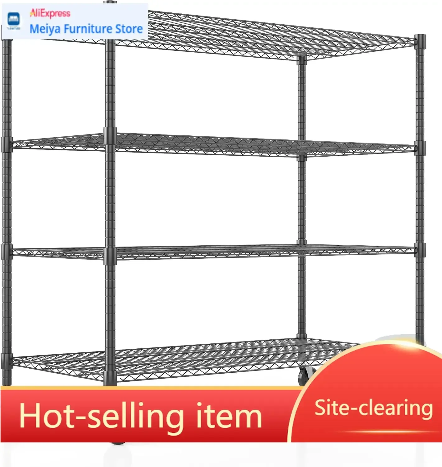 Metal Storage Shelves Tier Wire Shelving Unit Wheels Adjustable Garage Rack Pantry Kitchen Storage