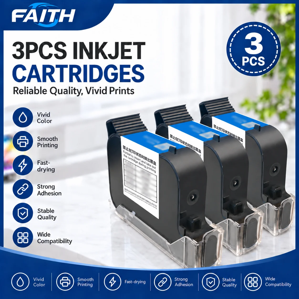 Faith Fast-dry 12.7mm 2BK708 Solvent Ink Cartridge Date Text Code Colorful Ink Cartridge for Inkjet Printer