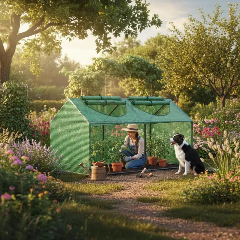 

Mini Greenhouse, Small Plant Grow House for Outdoor with Durable PE Cover, Observation Windows, 120 x 60 x 60 cm, Green