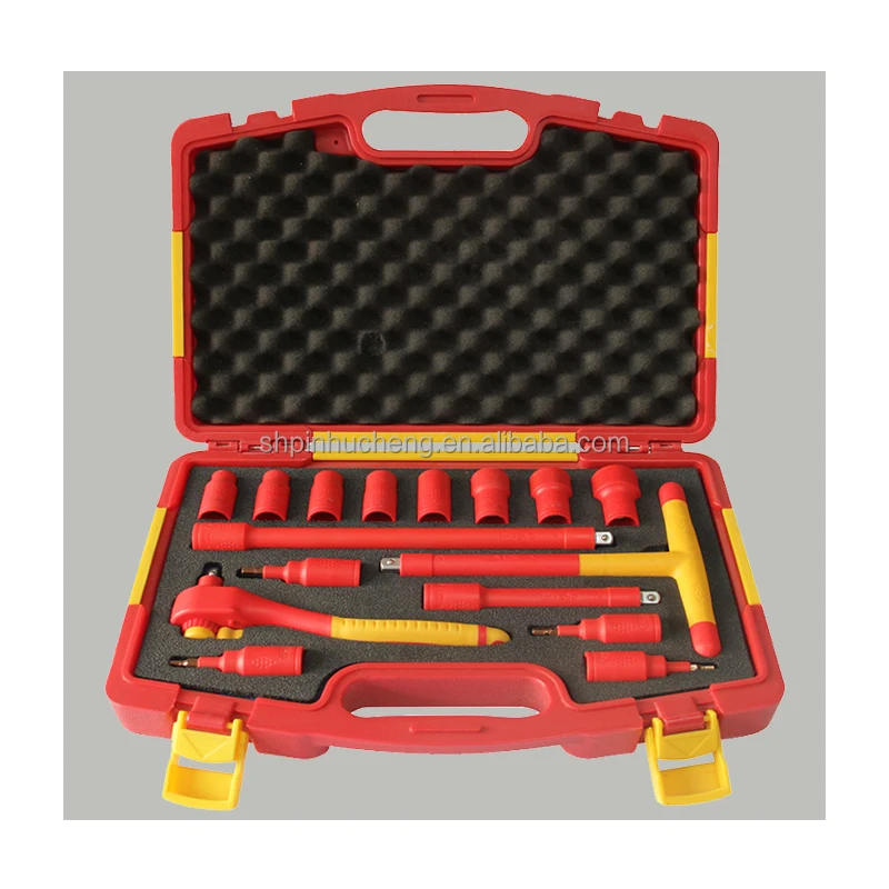 

16 шт., портативный ящик для инструментов, изолированный ключ с трещоткой VDE, торцевой ключ 3/8, Т-образный ключ, 1000 В