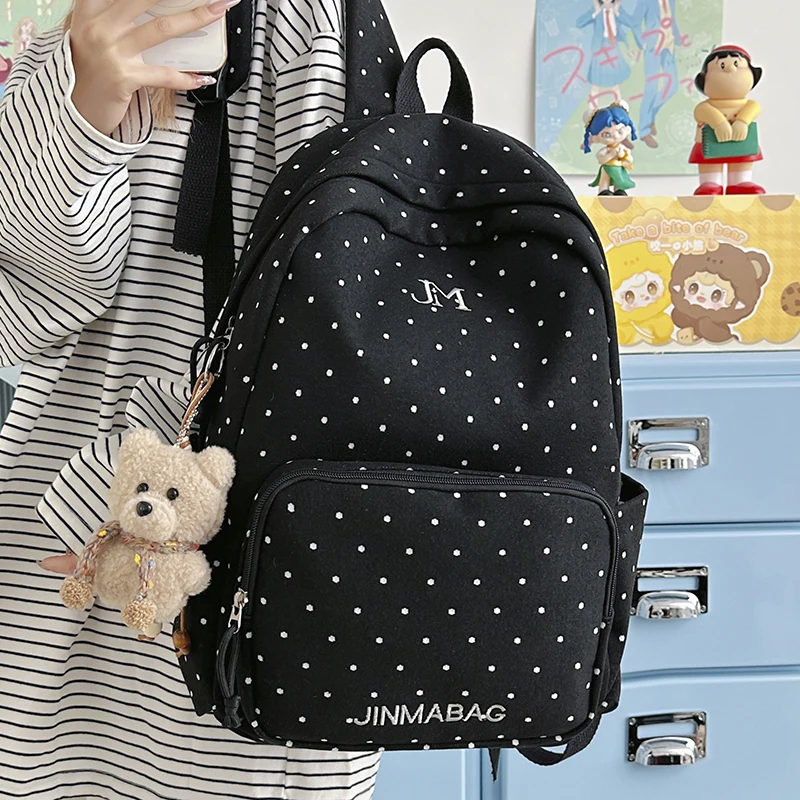Dot Print Fashion Female Travel Large School Bag Ladies Trendy Book Bags Women Student Laptop College Backpack Teen Girl Boys