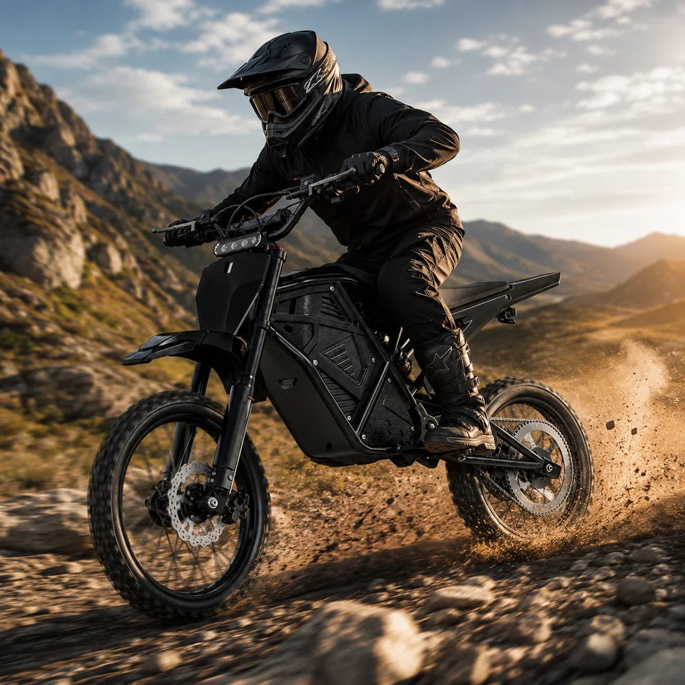 3000W Peak Power Off-Road E-Motorcycle 48V 20.8Ah | 38 MPH Top Speed & 283Nm Torque, 65° Climbing Ability | Dual Suspension Electric Bike with 14" Front / 12" Rear Tires, 40-Mile Range image 11