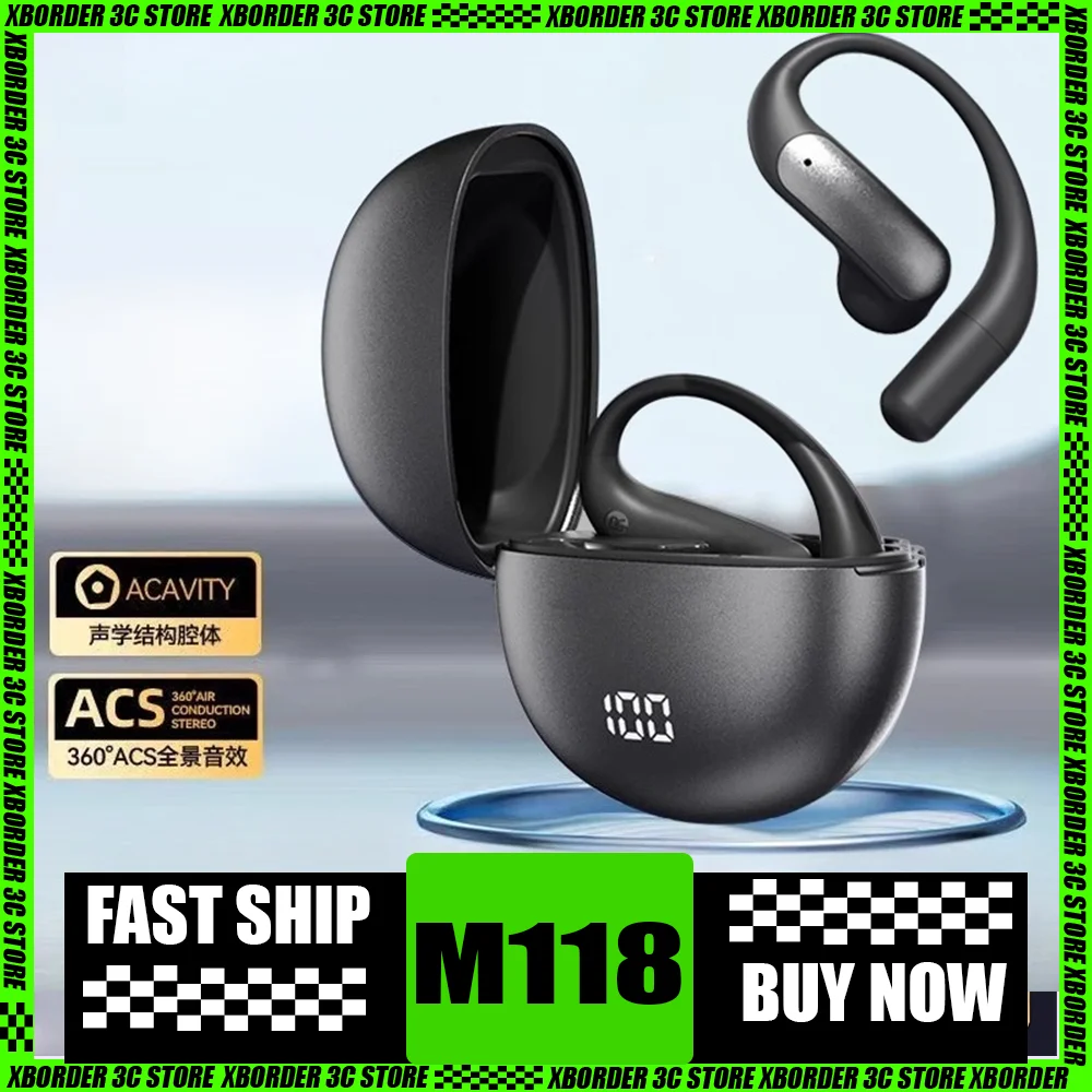 

New M118 Bluetooth Headphone Ear-mounted Bone Conduction AI Intelligent Translation Noise Reduction Long Battery Life Ergonomics