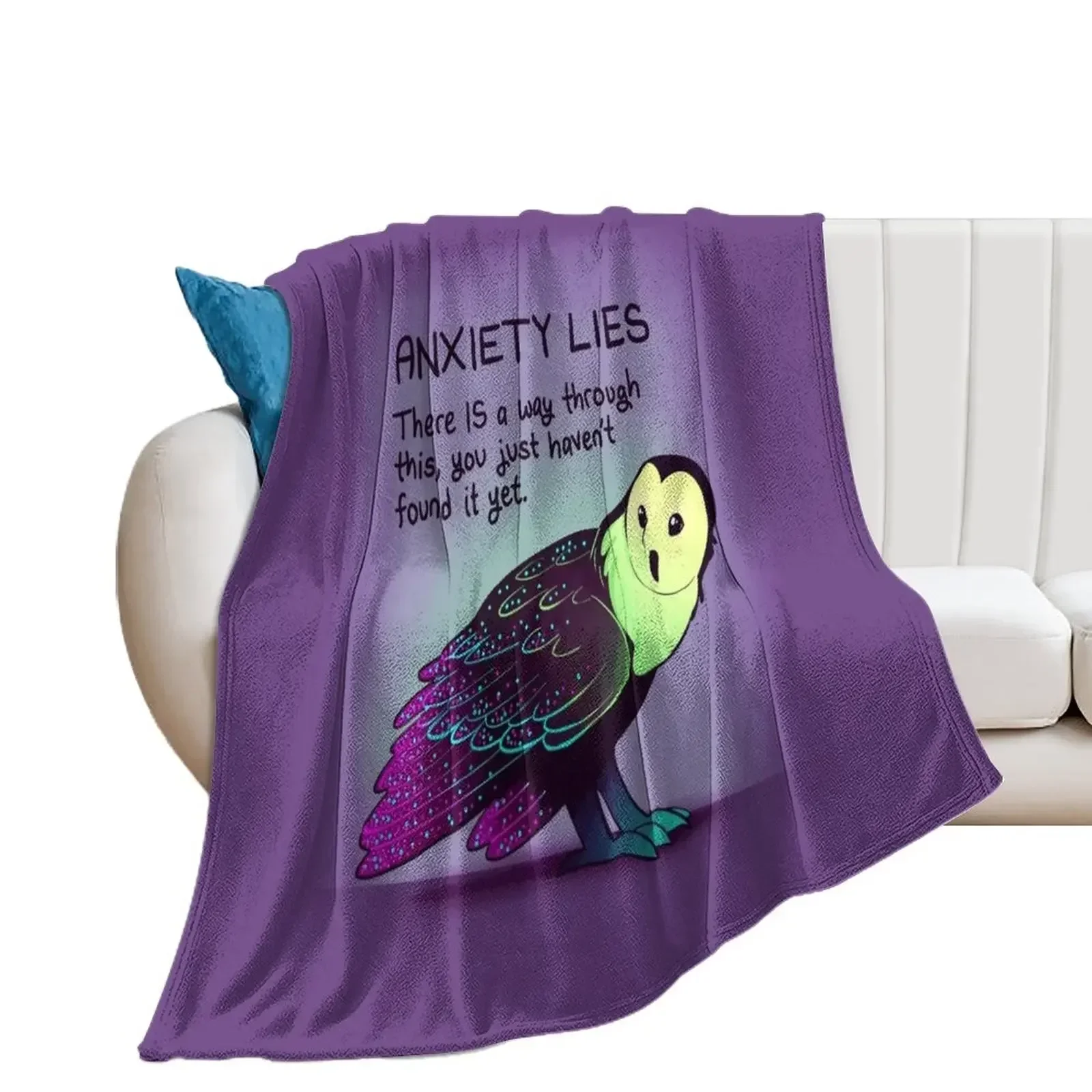 

ANXIETY LIES Sparkle Neon Owl Throw Blanket Sofa heavy to sleep Blankets