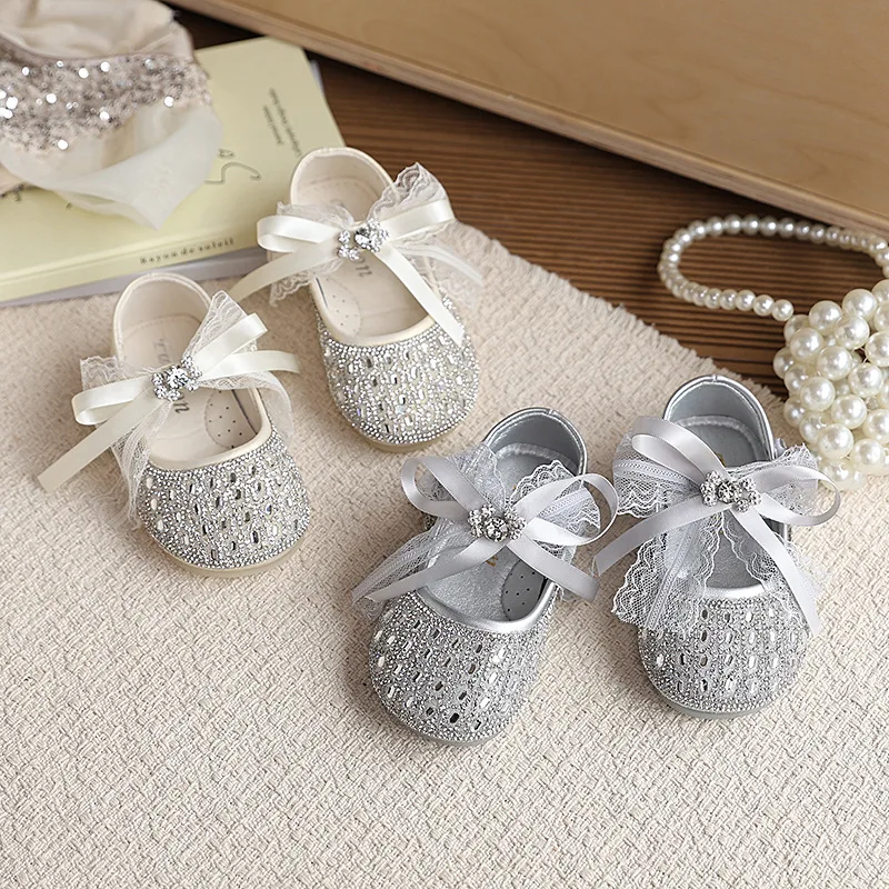 

Children's Rhinestone PU Leather Shoes Spring New Girls Princess Shoes Soft Sole Flats Loafer