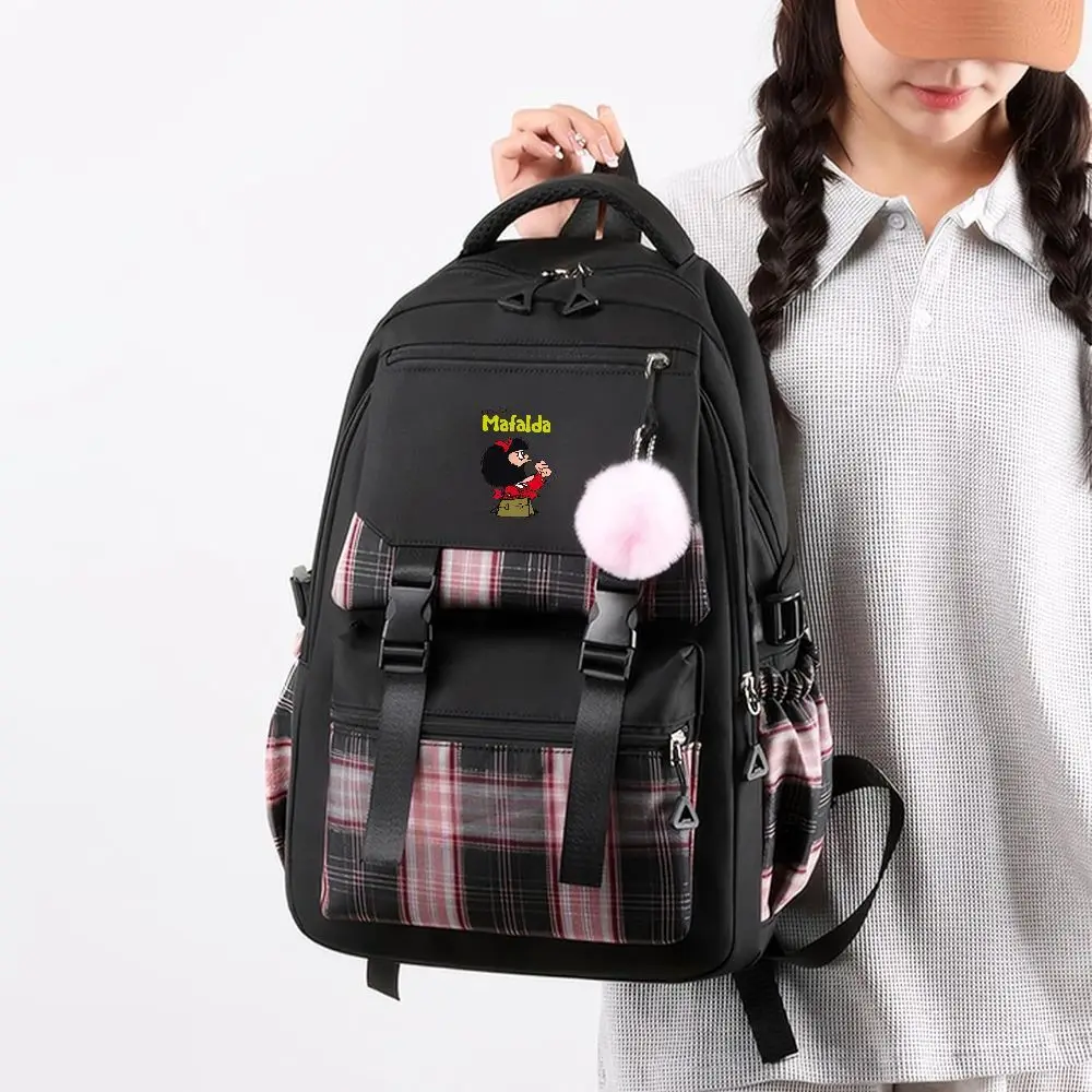Print Backpack with Cartoon Character, School Bag for Girls, Travel Rucksack with Adjustable Straps