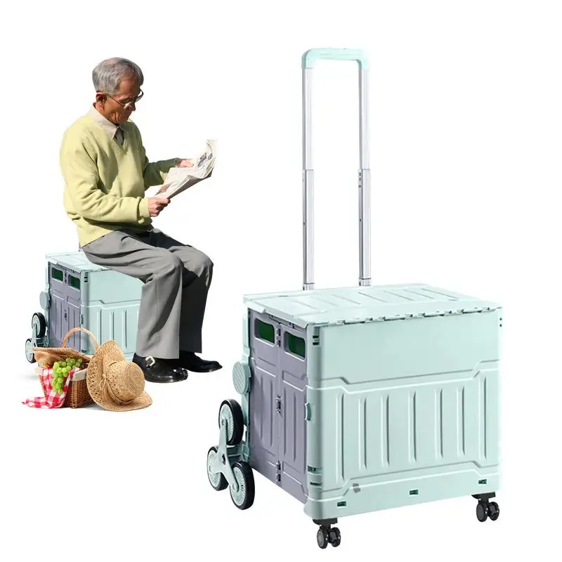 

Rolling Crate Handcart Rolling Storage Trolley For Shopping Heavy Duty Rolling Cart Storage Cart With Telescopic Handle And Lid