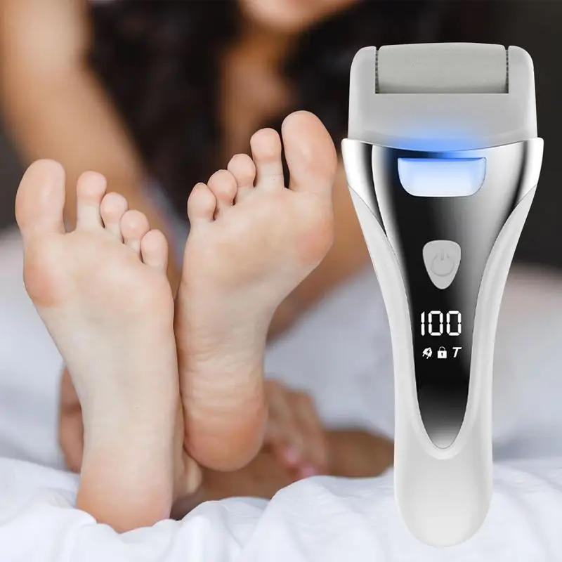 Electric Feet Callus Remover Pedicure Tools Foot Care 2 Speed Battery Display Rechargeable Water Resistant Foot Scrubber