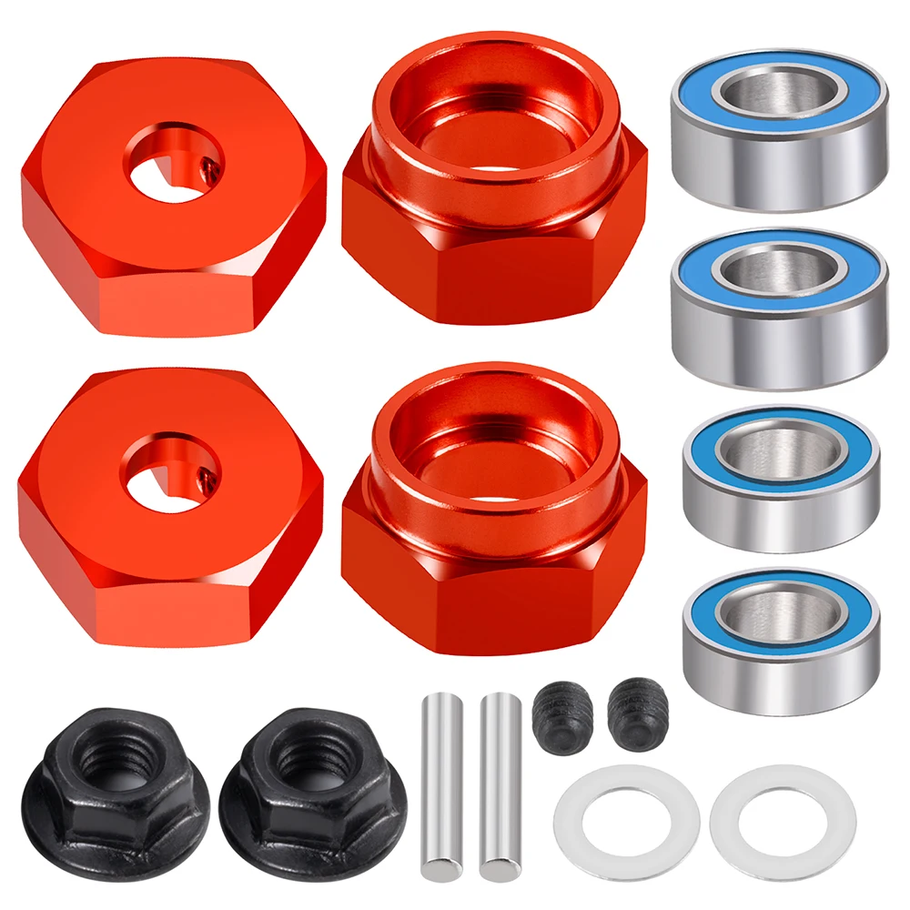 AXSPEED 1Set Aluminum Alloy Hex Wheel Hub 12mm Adapters Bearing for Tamiya DT02 1/10 RC Buggy Car Truck Upgrade Parts