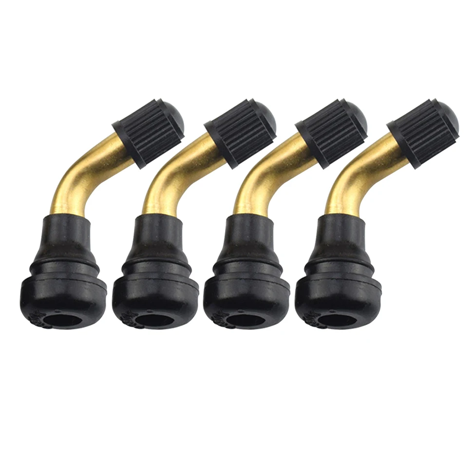 4Pcs Tyre Valves Stem Right Angle Snap-in Rubber Brass