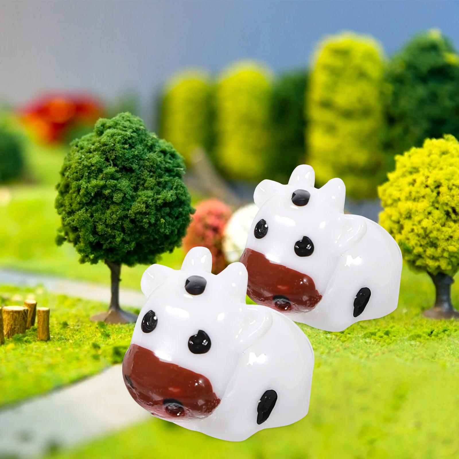 

35Pcs Mini Cow Resin Animals Durable Miniature Garden Moss Landscape Decoration Bonsai Use Miniature Cow Figurine
