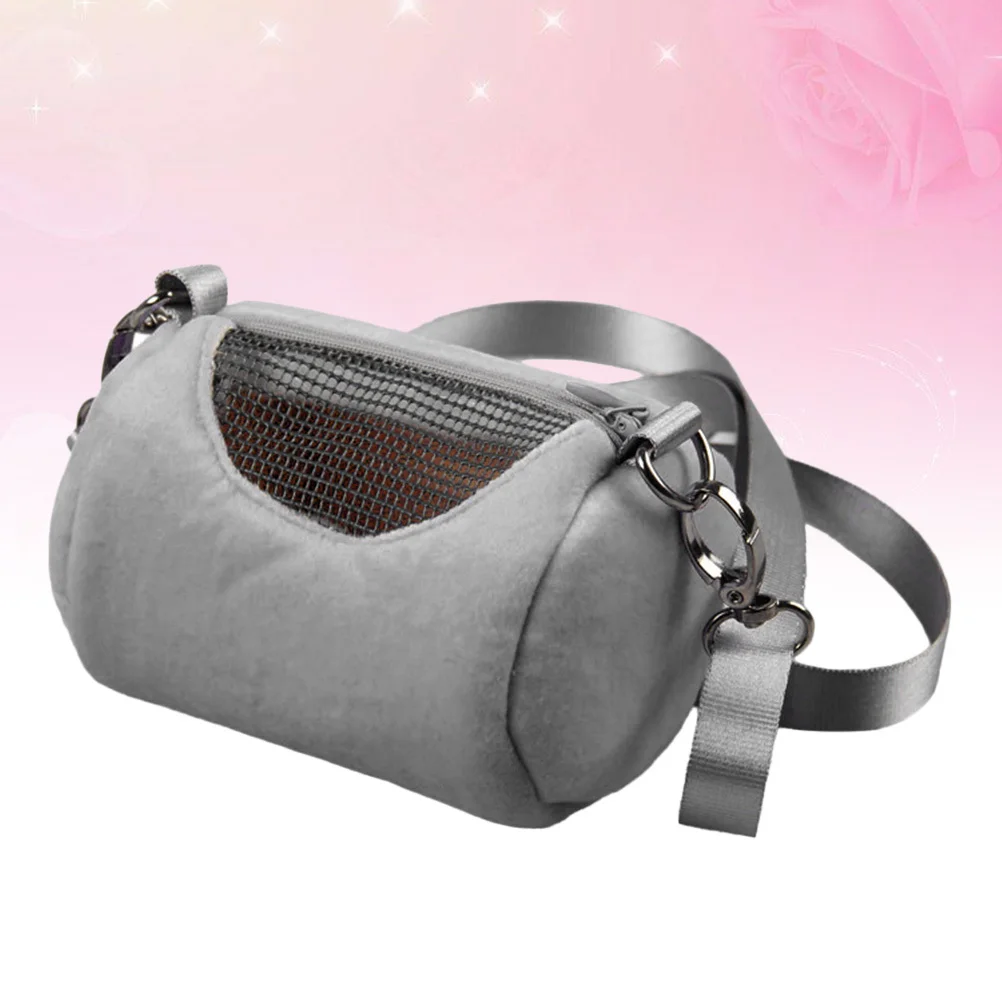 حقيبة حمل الحيوانات الأليفة المستديرة باللون الرمادي لشبكة تهوية الهامستر، حزام مريح قابل للتعديل، تخزين محمول للسفر في الهواء الطلق #4