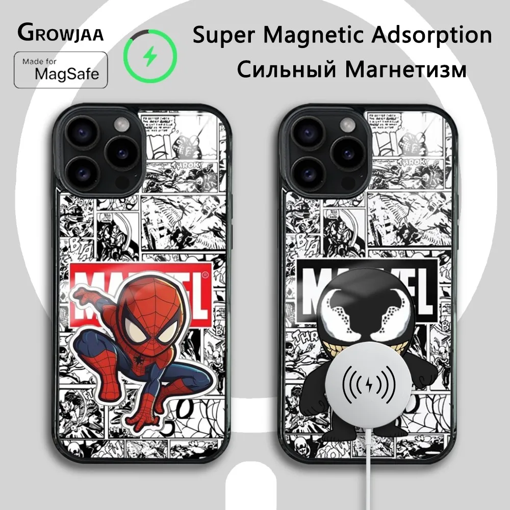 Spider-Man Venom Loki Phone Case For iPhone 16 15 14 13 12 11 Pro Max Plus Mini Magsafe Mirror Wireless Magnetic Funda