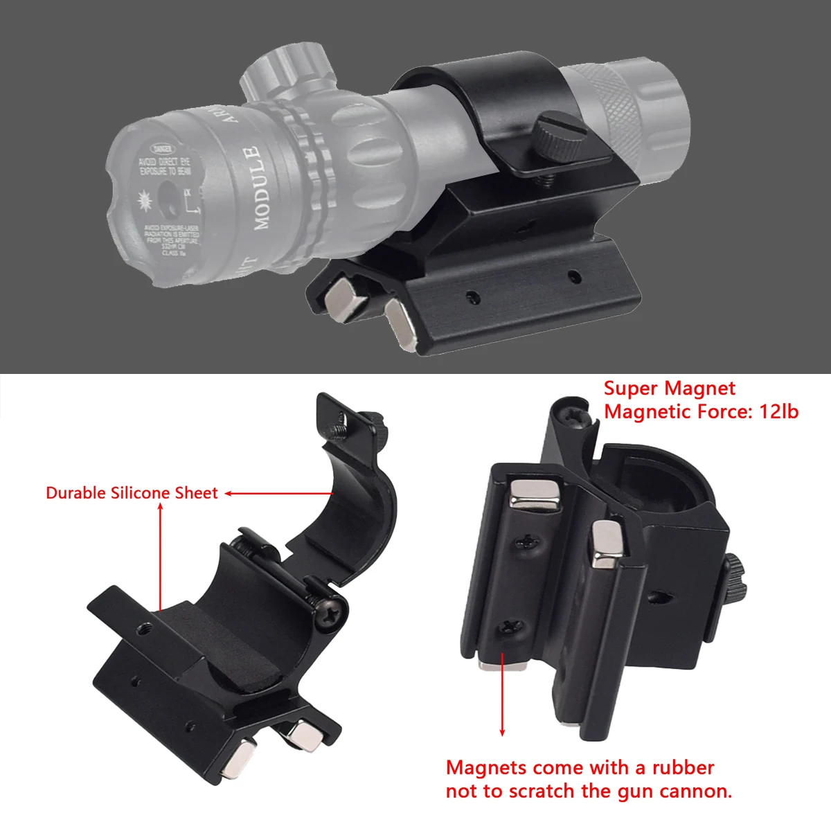 

New Magnetic Scope Gun Mount Magnet Flashlight Mount Strong Holder Riflescope Laser Torch-Lanterna Bracket Hunting Accessories