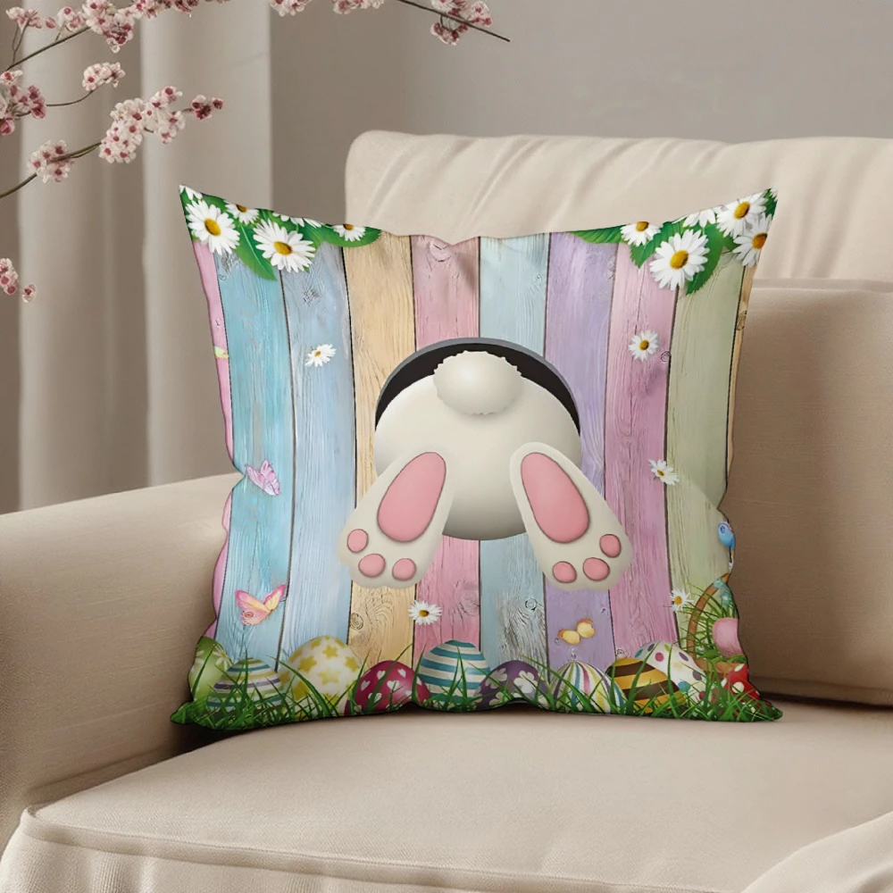 Cute Bunny Patterned Pillowcases Suitable for Easter and Farmhouse-style Home Decor; Pillow Insert Not Included.