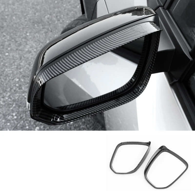 Carbon Fiber Car Rearview Rain Visor Frame Trims for Toyota BZ4X EA10 Subaru Solterra 2023 2024 Rear Mirror Accessories Auto Kit