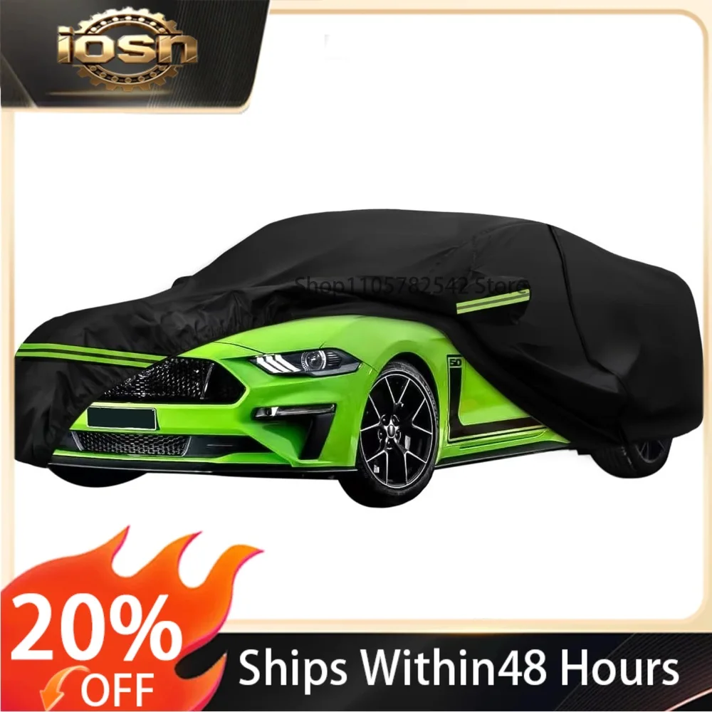 Waterproof Car Covers for Ford Mustang 1994-2024 All Weather with Door Zipper Windproof Bands for Snow Rain Dust Hail Protection