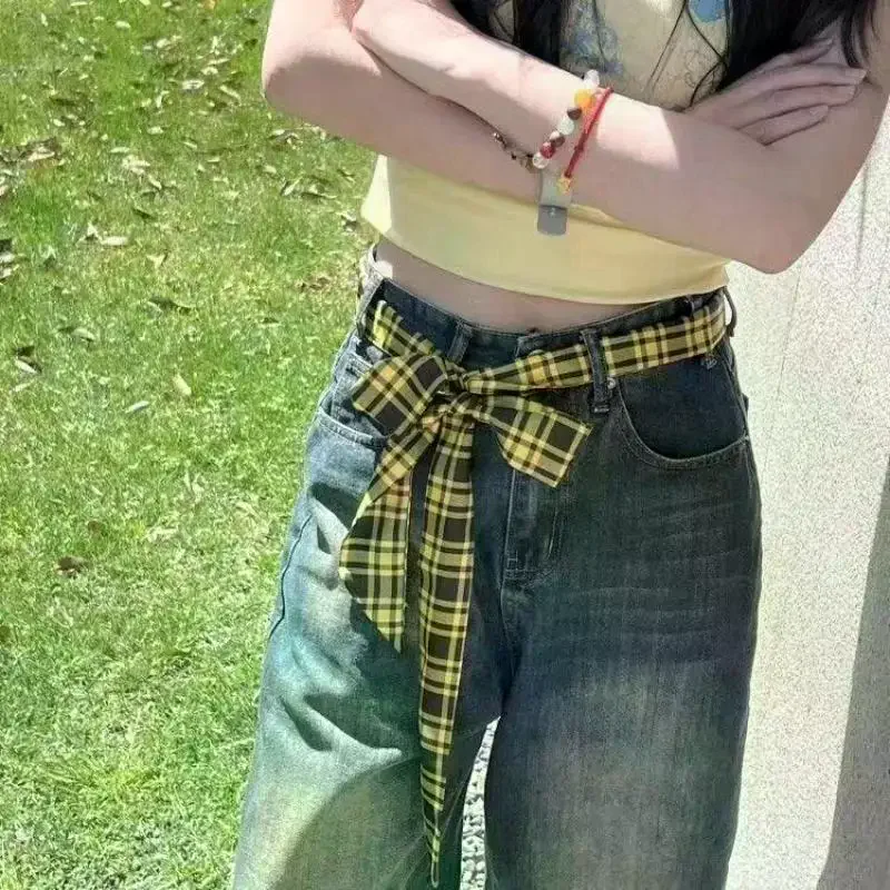 긴 스키니 체크무늬 허리 벨트, 청바지 넥타이 스카프, - Women Fashion Necktie 리뷰 및 가격