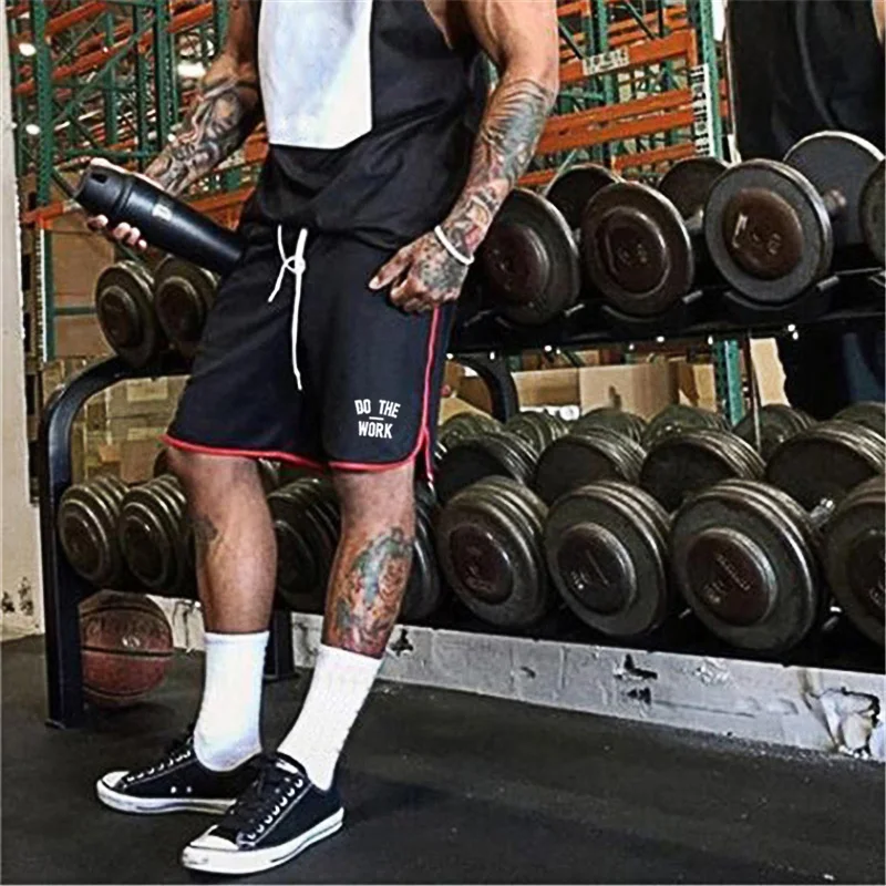 Summer Mens Gyms Workout  Pumping iron Sports Bodybuilding Fitness Mesh Weight Lifting  Cool Shorts with Pockets Athletic shorts