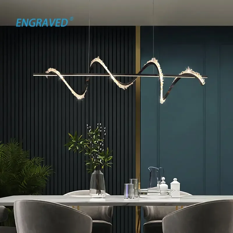 Candelabro de cristal Natural de estilo lujoso, luz Simple postmoderna, salón, sala de estar, restaurante, dormitorio, lámparas creativas de diseño