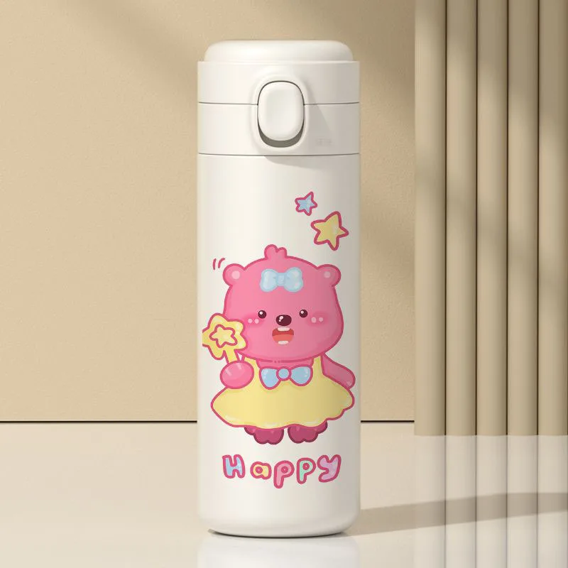 Cute Zanmang Loopy Vacuum Cup Anime Caroon Creative Couple Water Cup Kawaii Travel Portable Student Secure Thermos Cup Girl Gift