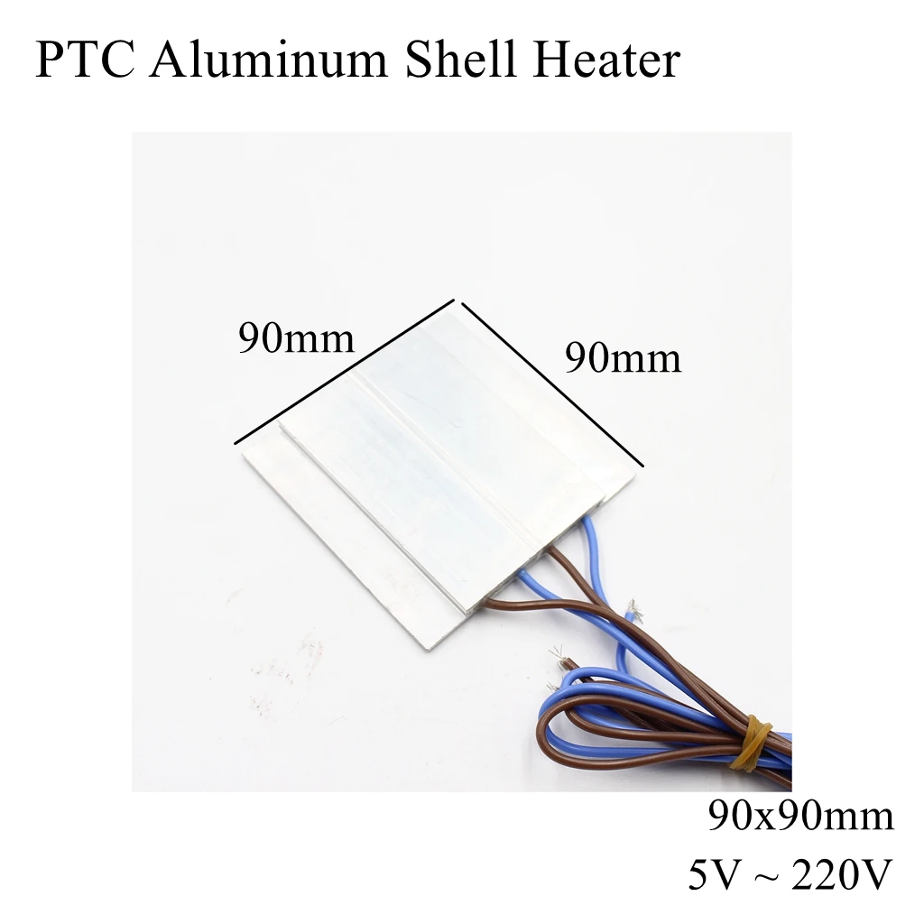 90x90mm 12V 24V 110V 220V PTC Aluminum Shell Heater Constant Thermostat Thermistor Ceramic Air Heating Sensor Egg Incubator