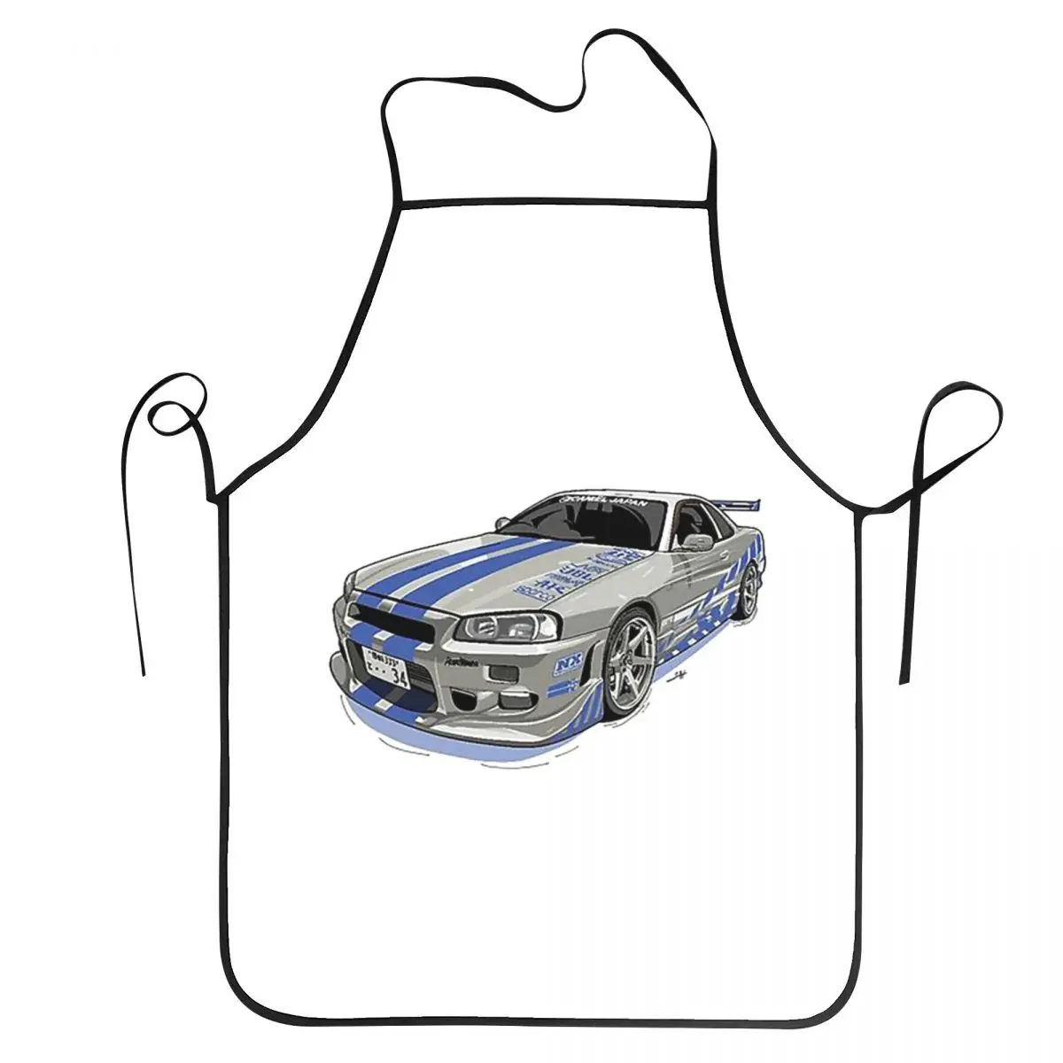 Fast And Furious Skyline Apron Chef Cuisine Tablier Waterproof Bib Kitchen Cleaning Pinafore for Women Men Painting
