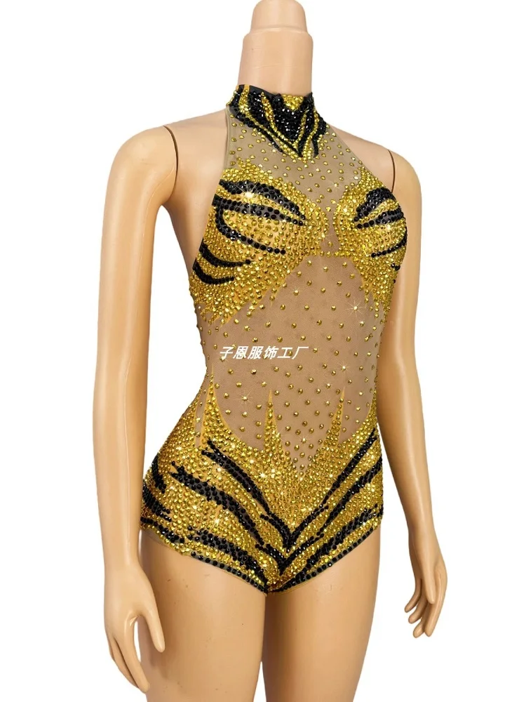 2024 new Sexy costume bright rhinestone jumpsuit night party singer girl group stage costume