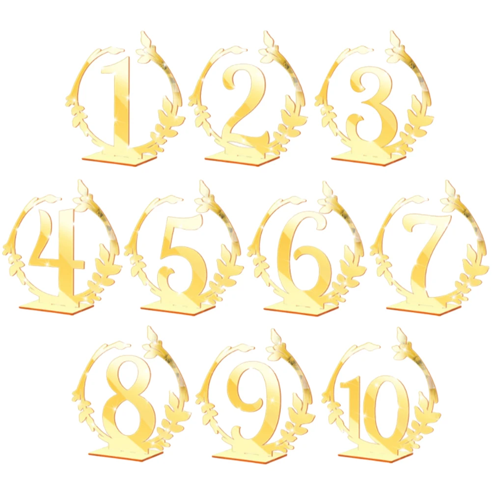 

10 Pcs Acrylic Table Number Signs Wedding Reception Card Holders Golden Seat s Banquet Event Signage Clear Numbers Reusable