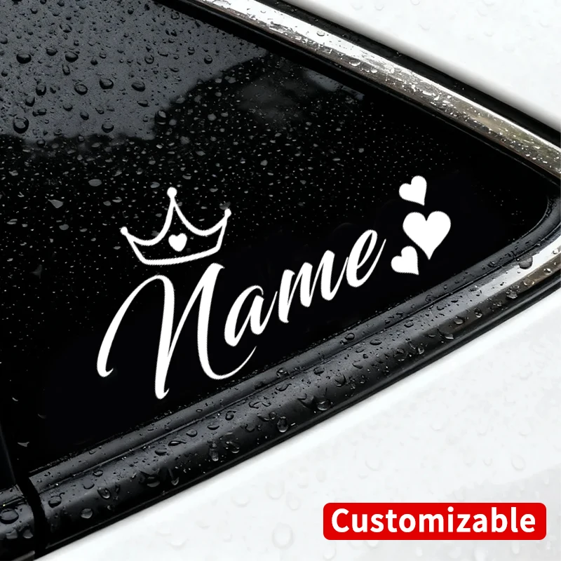 

1 шт., только на заказ, текстовая корона и сердце, автомобильная наклейка, самоклеящаяся, сделай сам, авто окно, чашка мотоцикла, ноутбук, водонепроницаемые виниловые наклейки