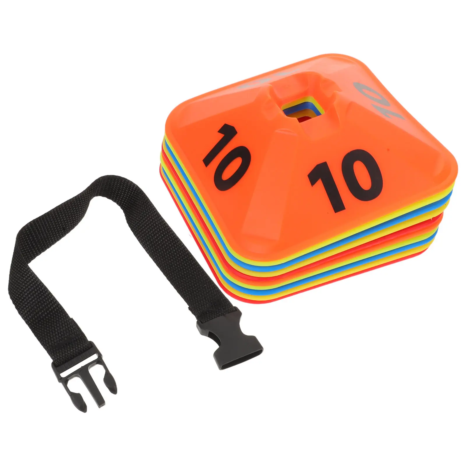 10Pcs Lightweight Portable Square Flower-Edged Numbered Disc Markers for Soccer Basketball Training Sports Drills Indoor Outdoor