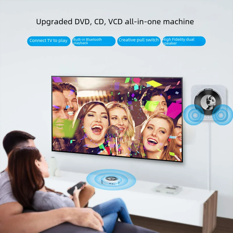 HD DVD  All-in-One CD Player MP3 Home Rechargeable Portable Small Bluetooth Speaker Connect to TV