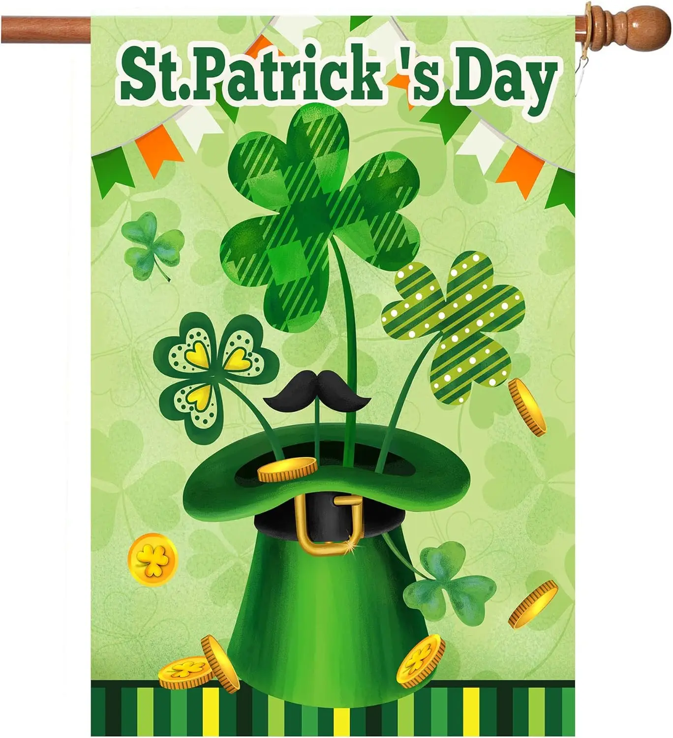 St Patrick's Day Flag,Shamrock St Patricks Flag 28 x 40 Inch Clover House Flag for Garden and Home Decorations WWP zzo