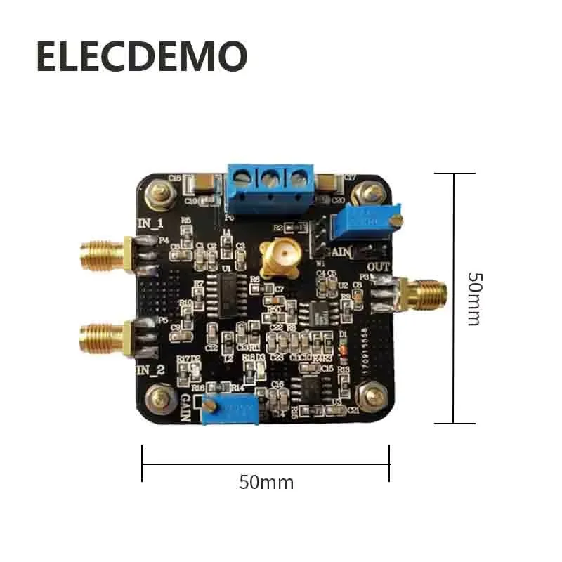 VCA821 AGC Voltage Controlled Gain Amplifier Module, 350MHz Bandwidth, High Speed Low THD, High Linearity, RF SMA DIY PCB Board