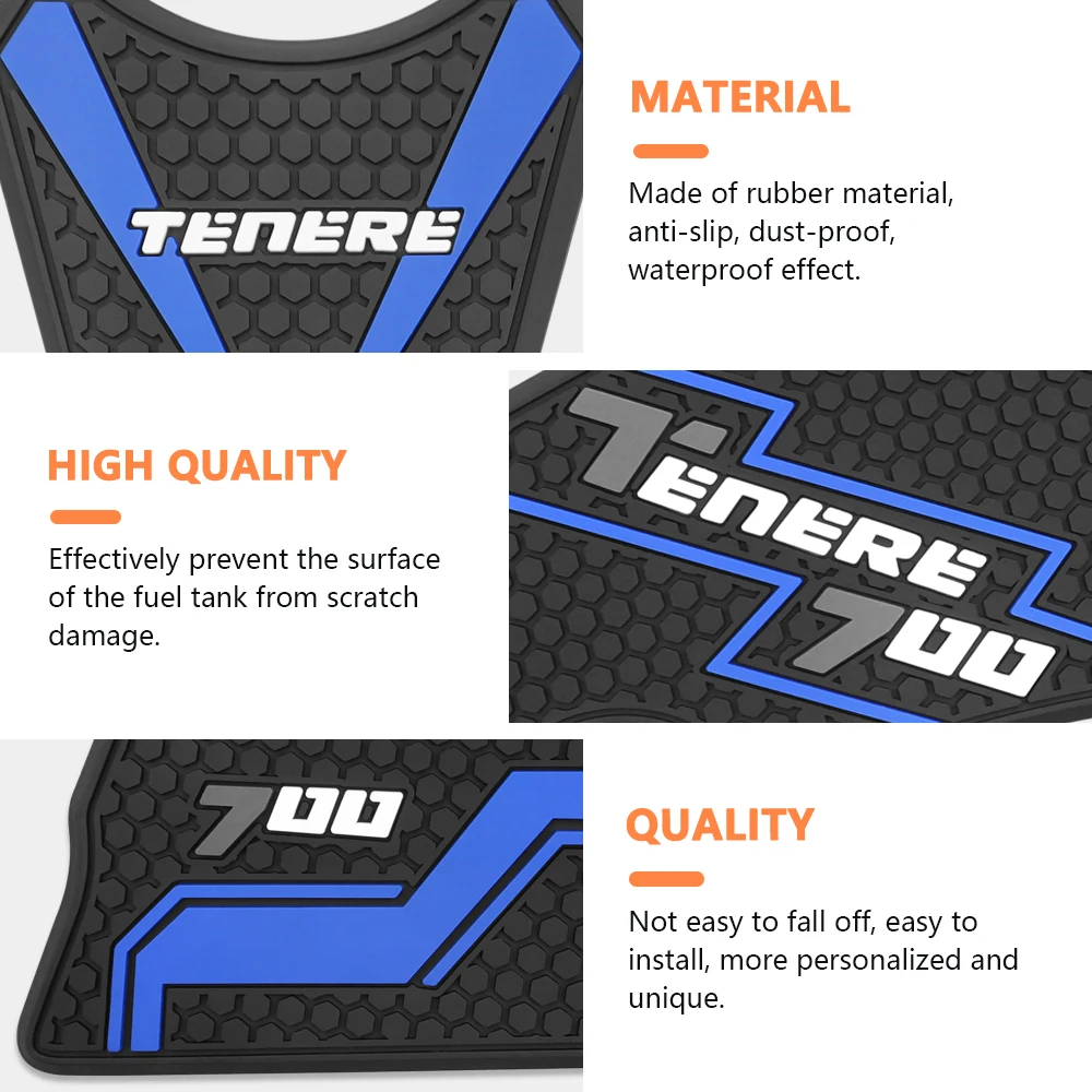 For YAMAHA TENERE700 T700 XTZ 700 2019-2020 2021 New Motorcycle fuel tank pad Sticker Gas Knee Grip Traction Side Pad Decal 2022 view 6