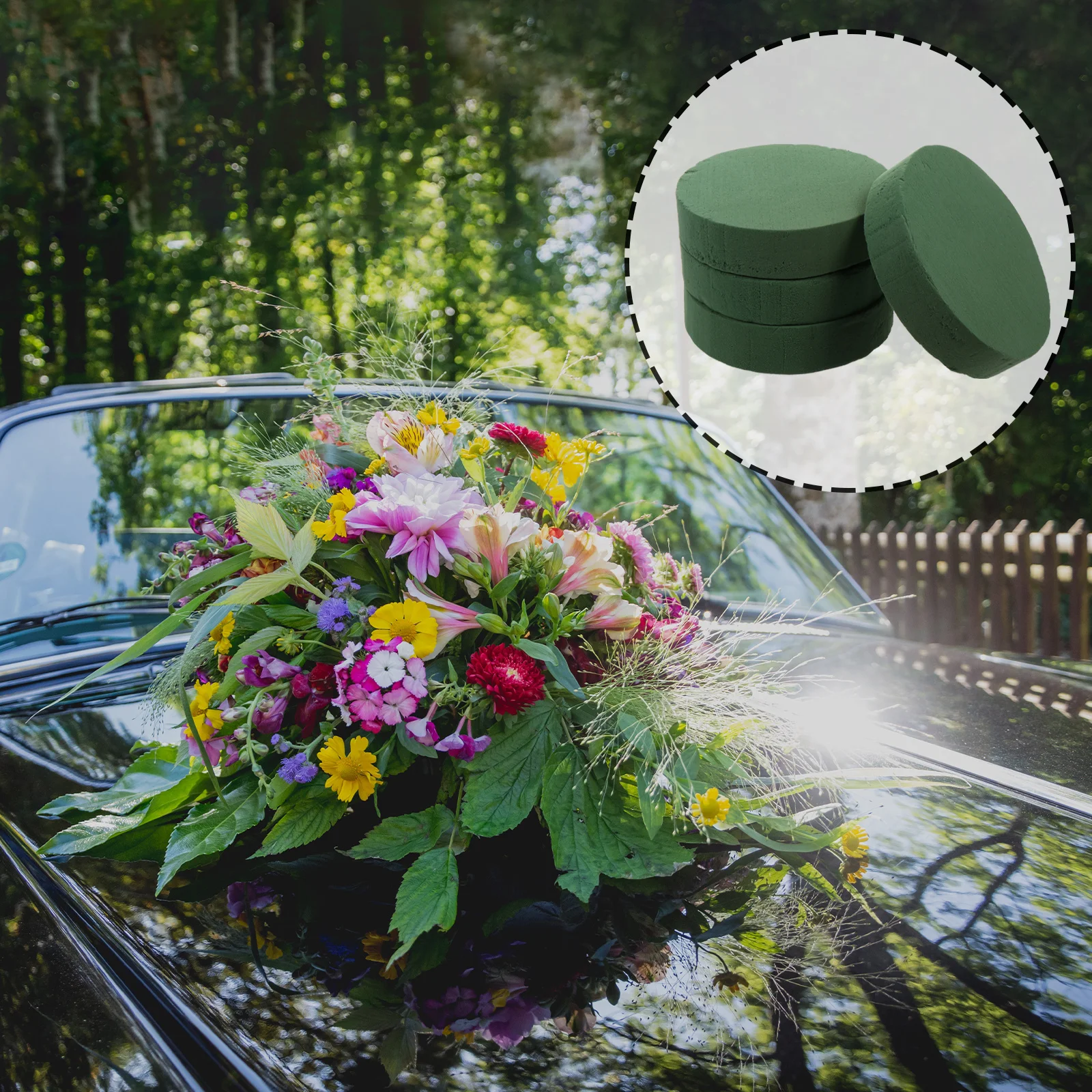 

4Pcs Plant Foam Round Green Floral Foam Blocks for Flower Arranging Wedding Decoration Moisture Retaining Floral Mud Bricks