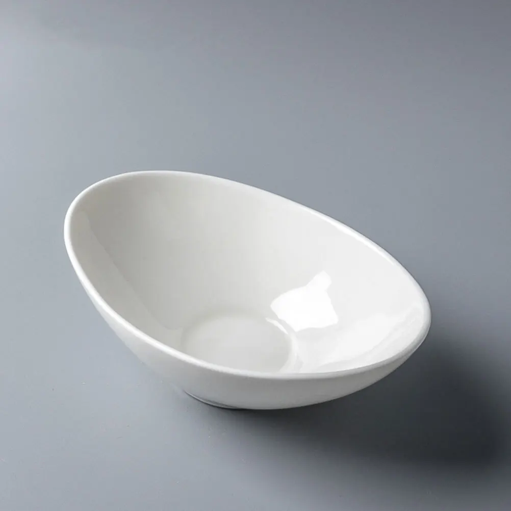 

Pure White Ingot Shape Ceramic Fruit Vegetable Bowl Thick Food Storage Container Salad Kitchen Multipurpose Tableware
