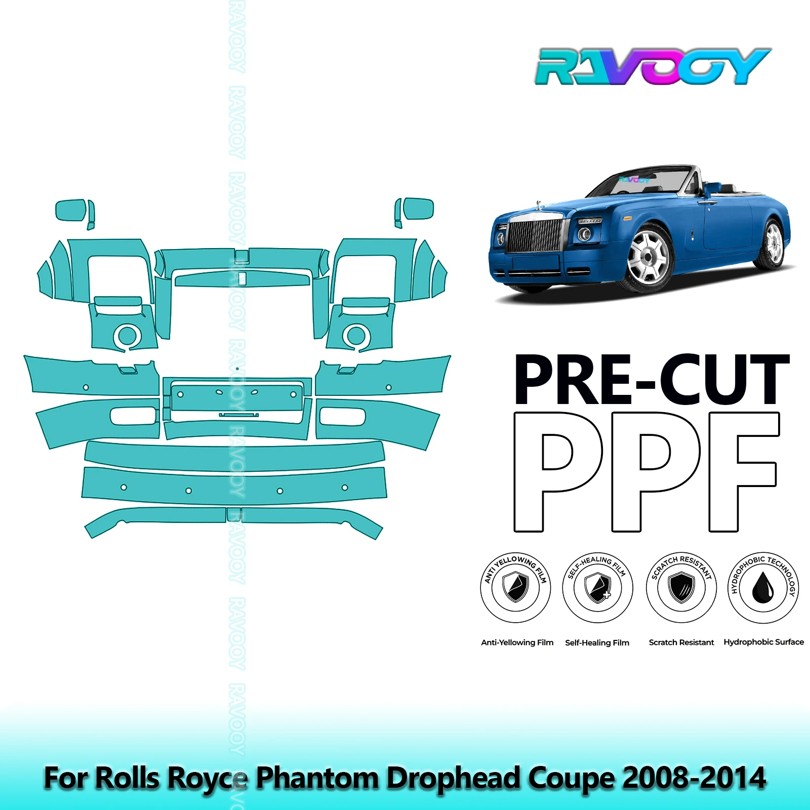 

Car Front Kit Clear Bra Precut PPF Paint Protection Film For Rolls Royce Phantom Drophead Coupe 2008-2014